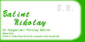 balint mikolay business card