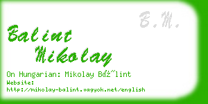 balint mikolay business card